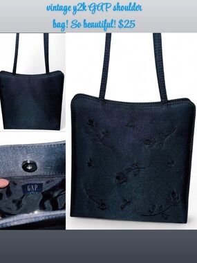 GAP Black Floral-Embossed Shoulder Bag